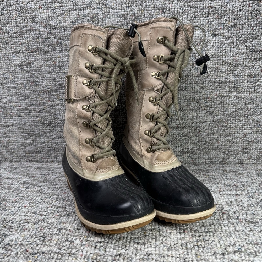 SOREL Boots Womens Size 7 Slimpack Riding Tall Lace Up Beige